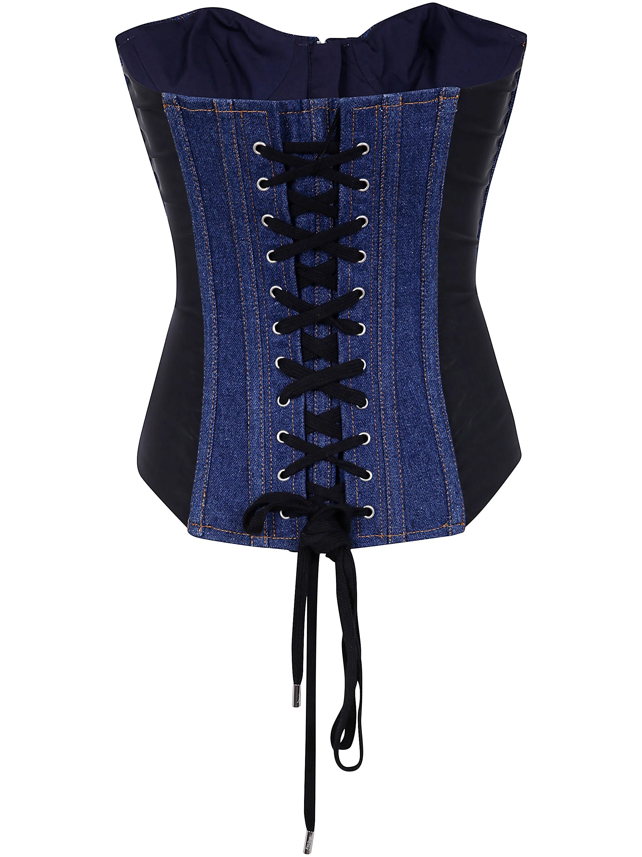DENIM CORSET WITH MESH DETAIL sold by Lord & Taylor