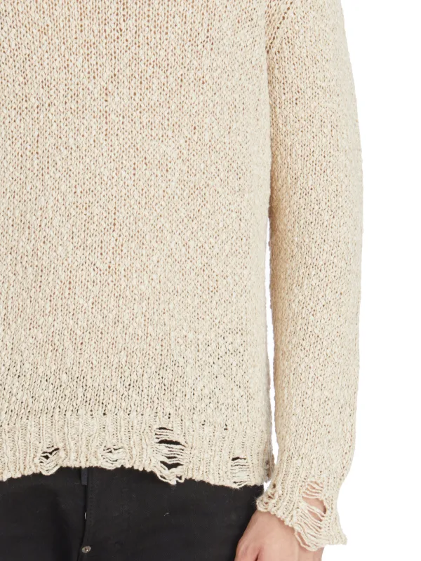 CREW NECK SWEATER IN DESTROYED COTTON AND LINEN sold by Lord & Taylor