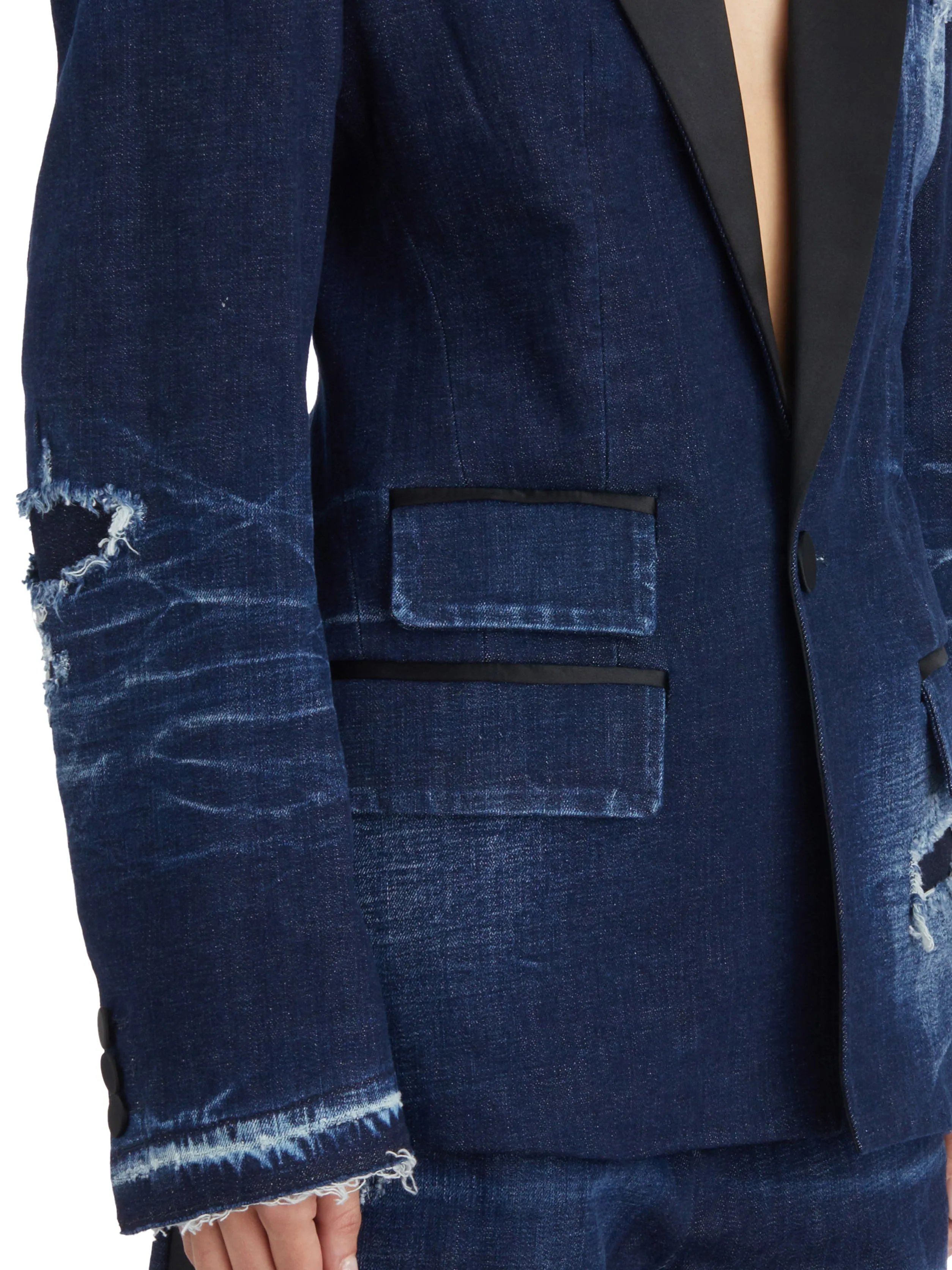 TUXEDO DENIM BLAZER sold by Lord & Taylor product image thumbnail 4