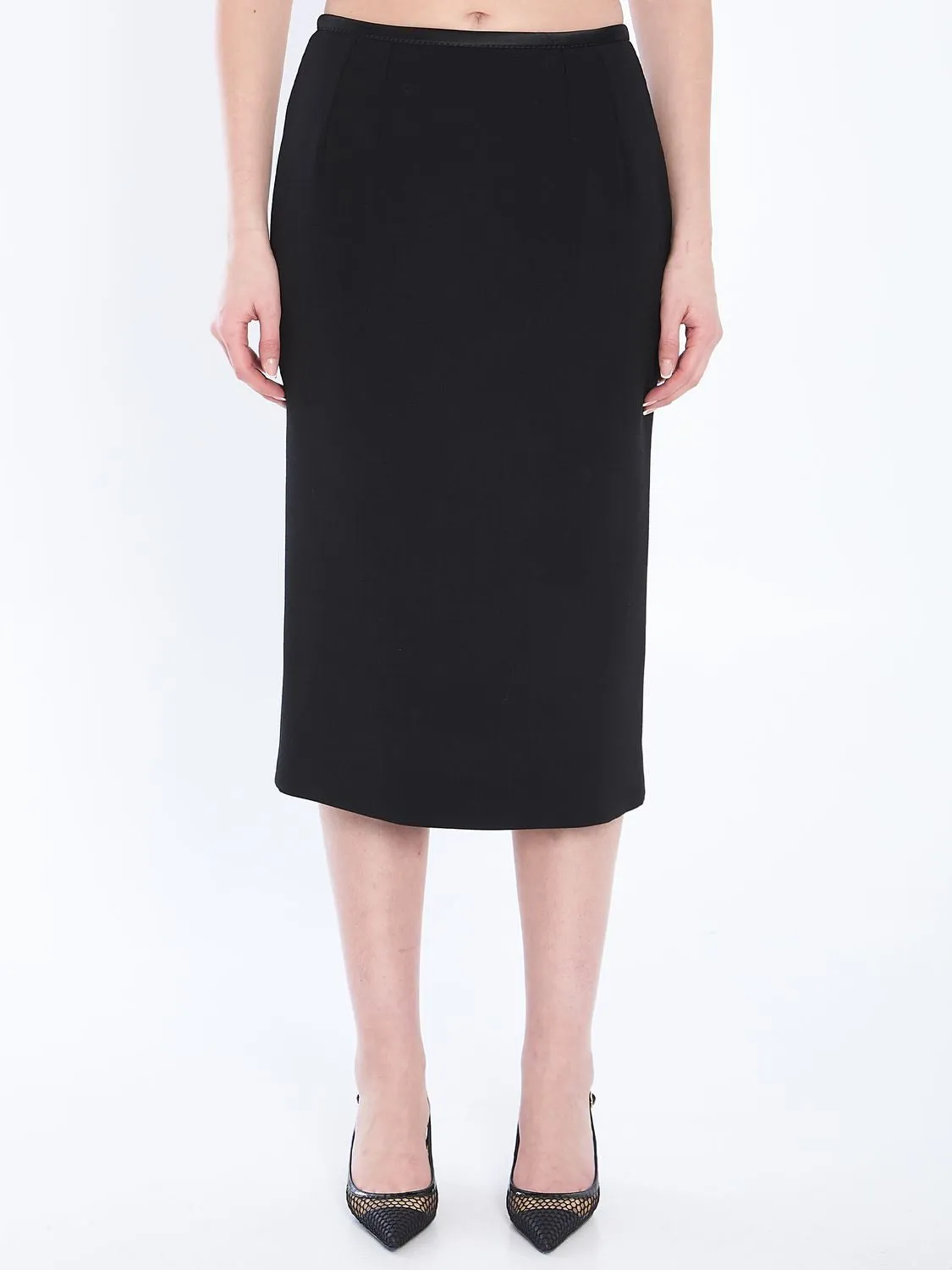 BLACK PENCIL SKIRT IN WOOL CRêPE sold by Lord & Taylor