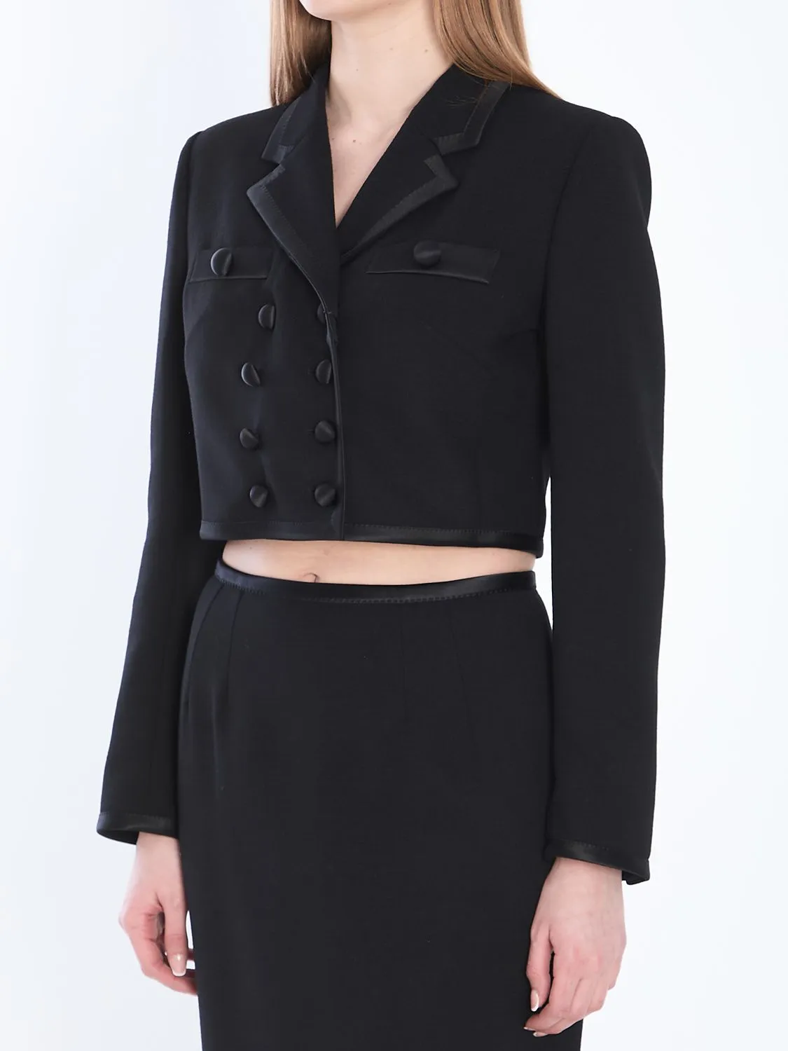 CROPPED DOUBLE-BREASTED BLACK JACKET sold by Lord & Taylor product image thumbnail 2