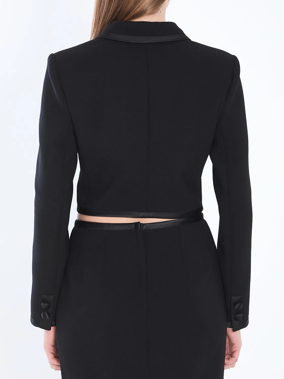 CROPPED DOUBLE-BREASTED BLACK JACKET sold by Lord & Taylor product image thumbnail 4