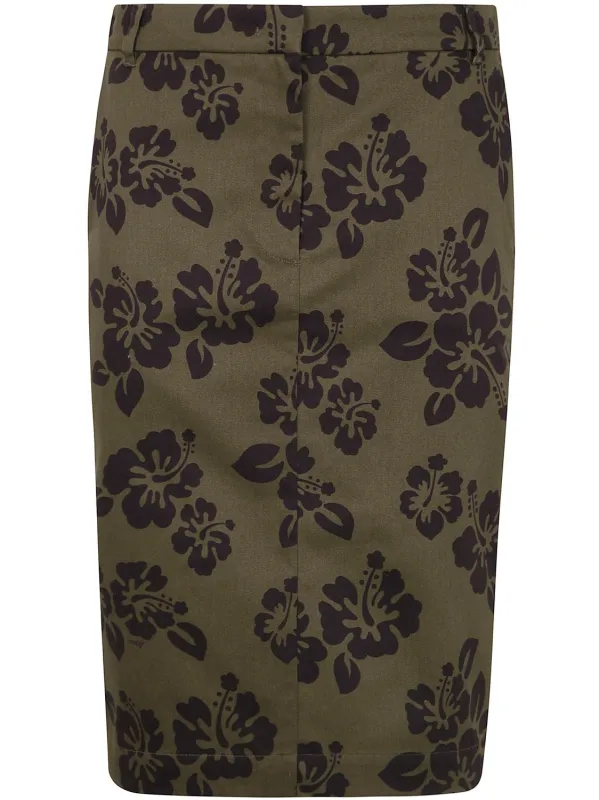HIBISCUS PRINT COTTON MIDI SKIRT sold by Lord & Taylor