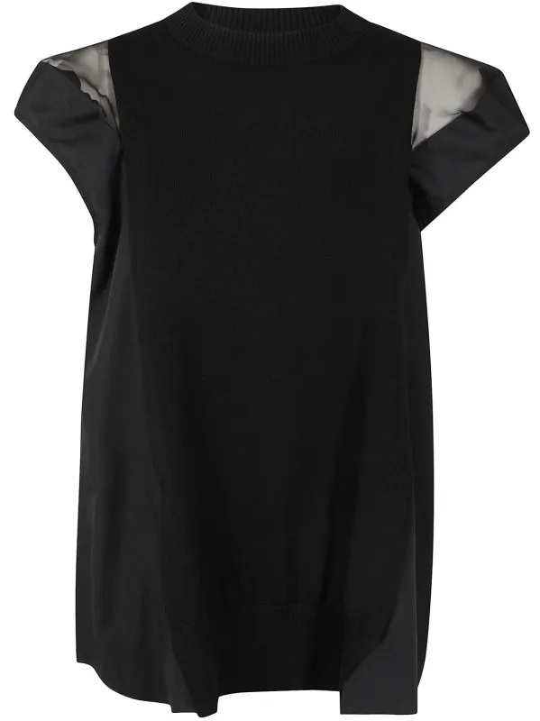 POPELINE X KNIT PULLOVER sold by Lord & Taylor