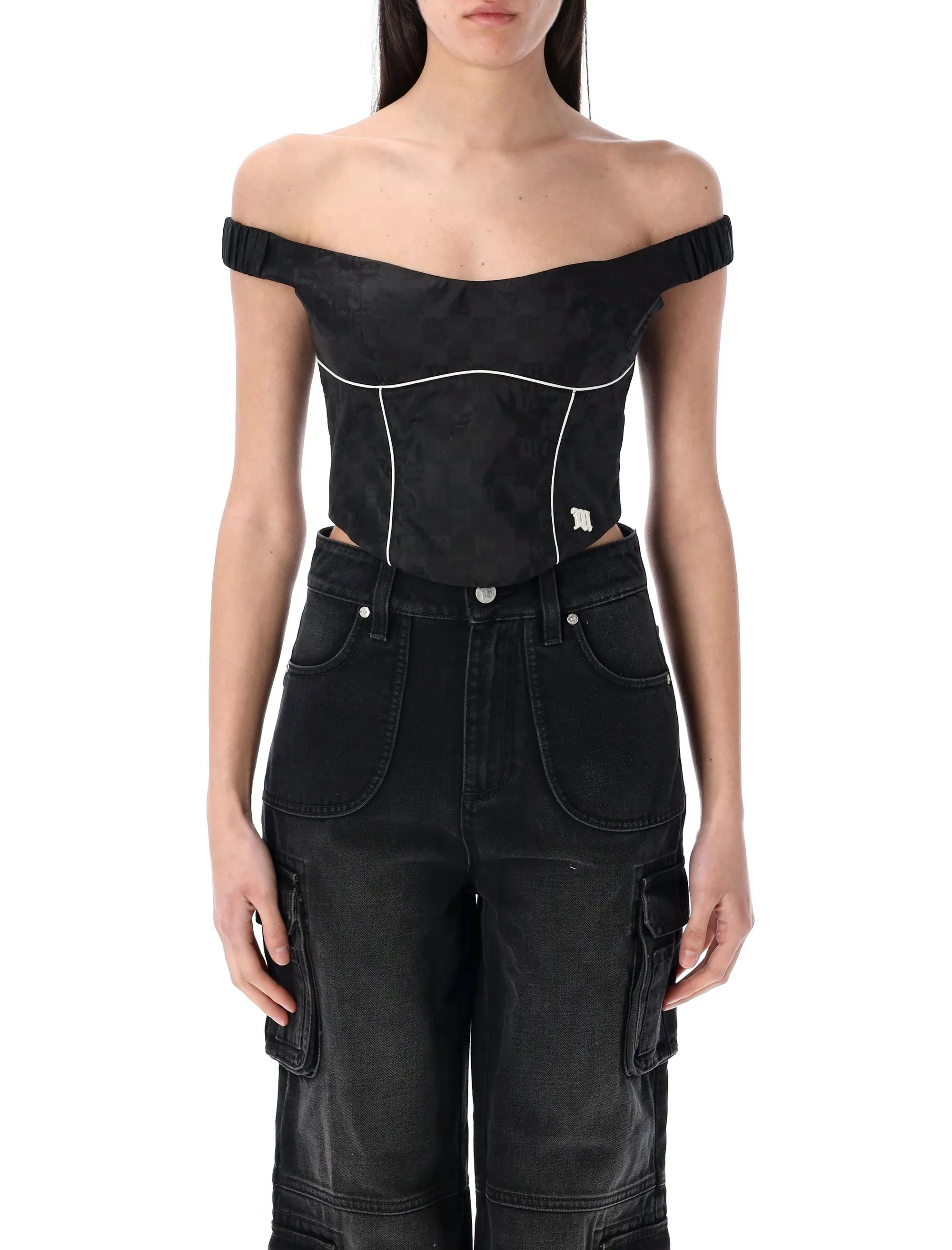 MONOGRAM NYLON CORSET TOP sold by Lord & Taylor