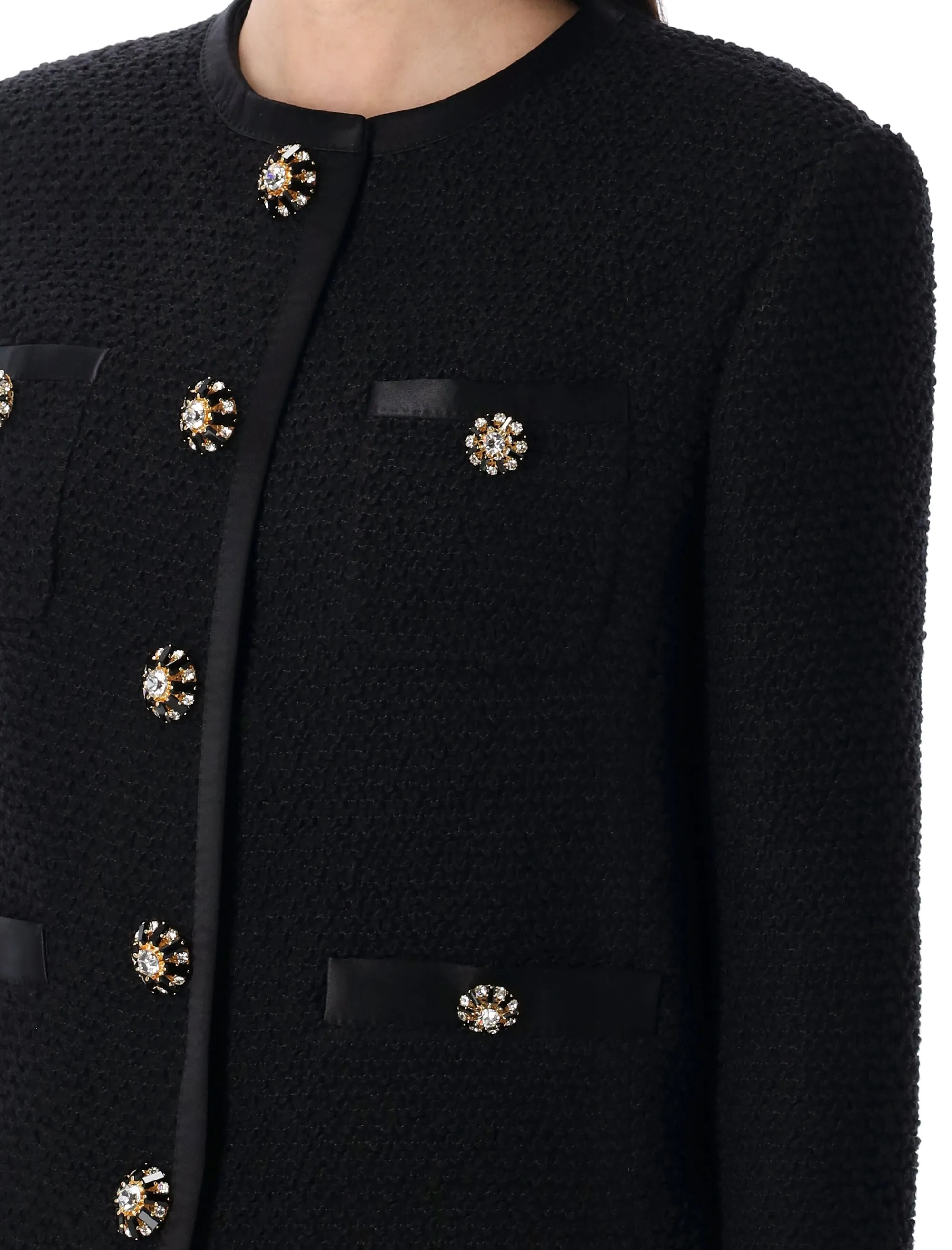 CROPPED SINGLE-BREASTED BOUCLÉ TWEED JACKET sold by Lord & Taylor product image thumbnail 3
