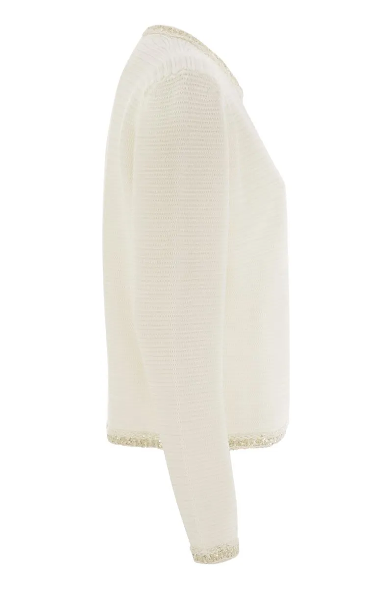 COTTON COLLARLESS CARDIGAN sold by Lord & Taylor product image thumbnail 3