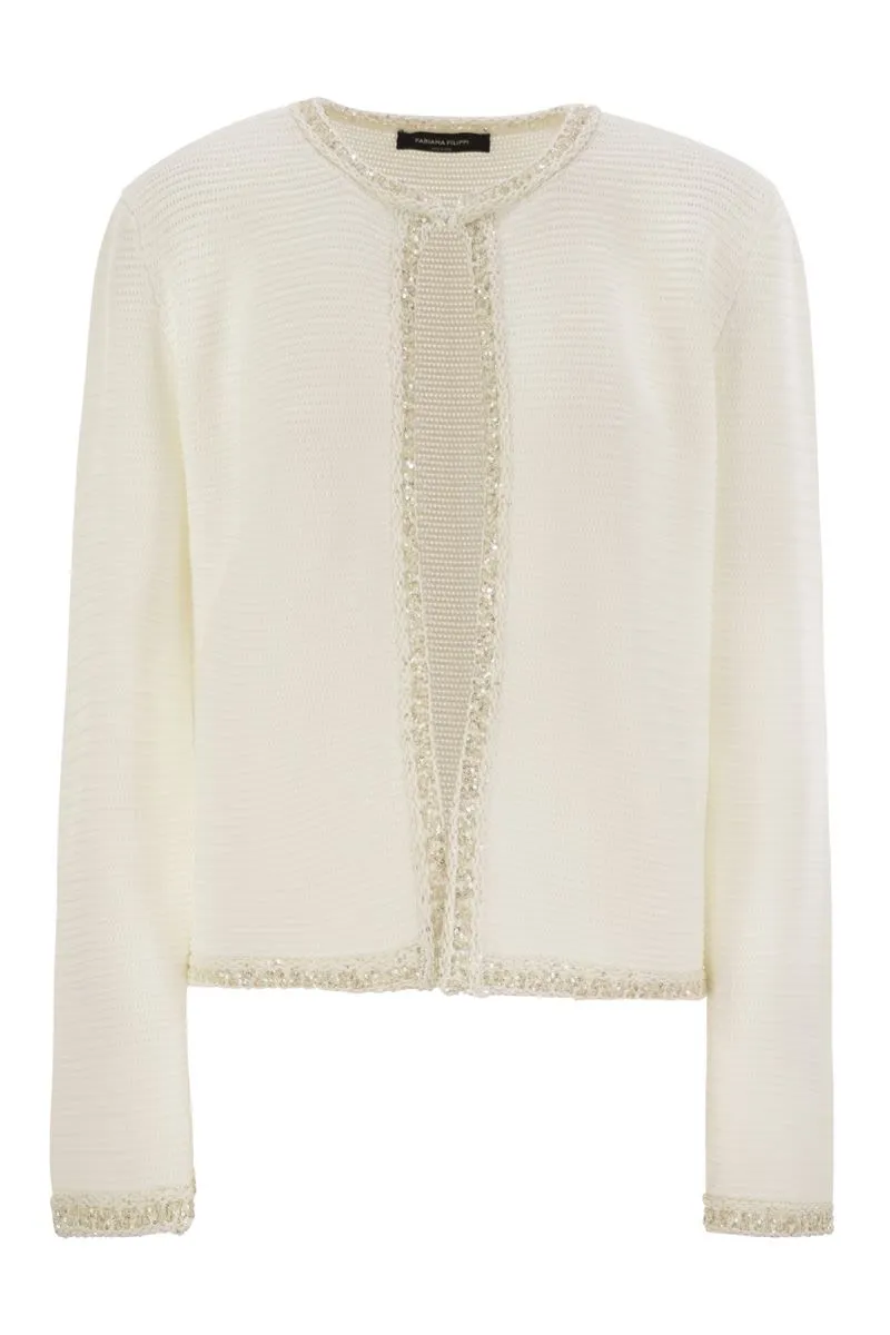 COTTON COLLARLESS CARDIGAN sold by Lord & Taylor