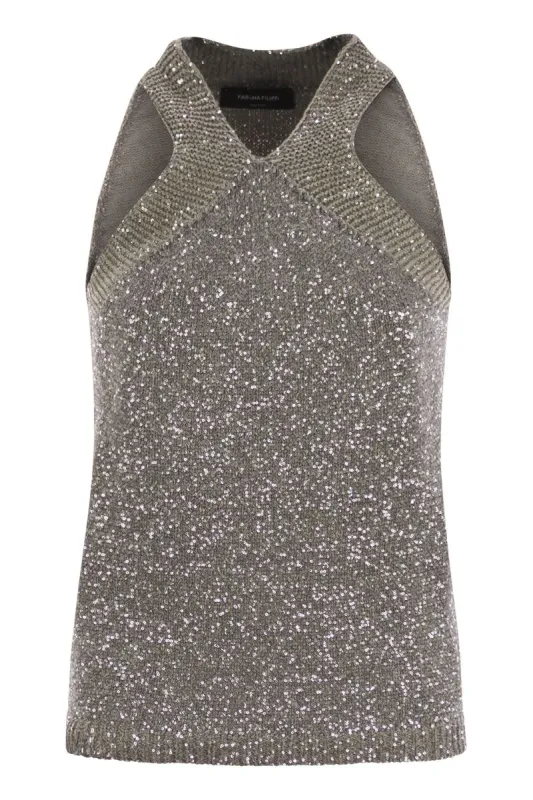 COTTON KNIT TANK TOP WITH SEQUINS sold by Lord & Taylor