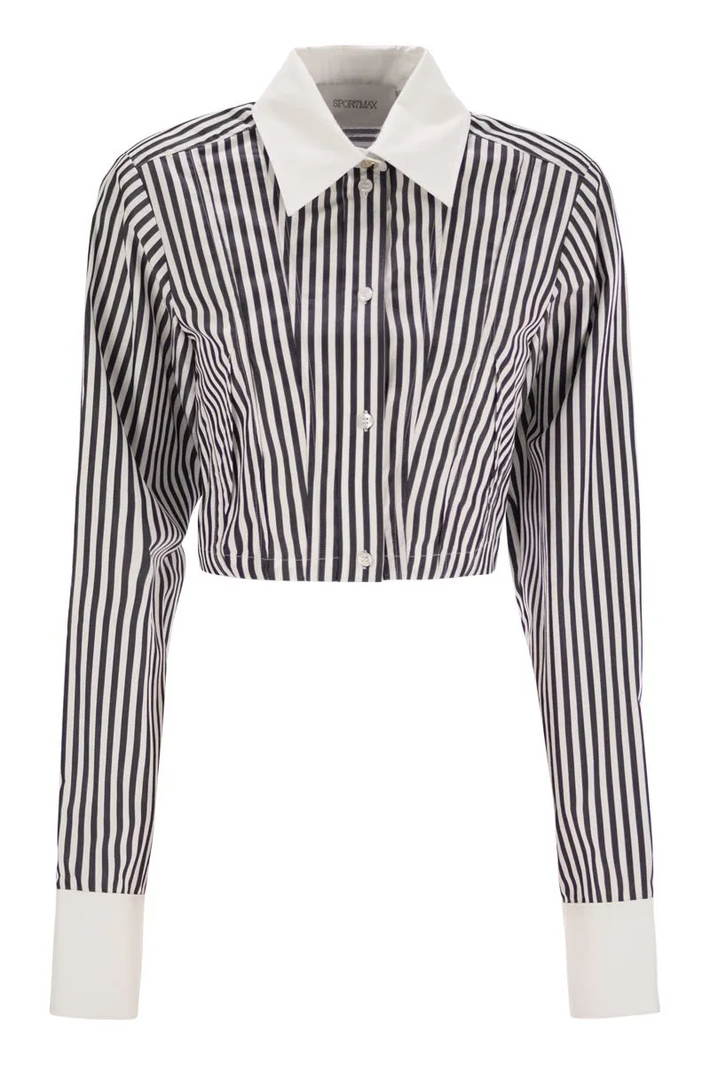 ABANO - STRIPED POPLIN CROP SHIRT sold by Lord & Taylor