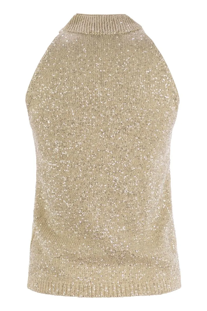 COTTON KNIT TANK TOP WITH SEQUINS sold by Lord & Taylor product image thumbnail 2