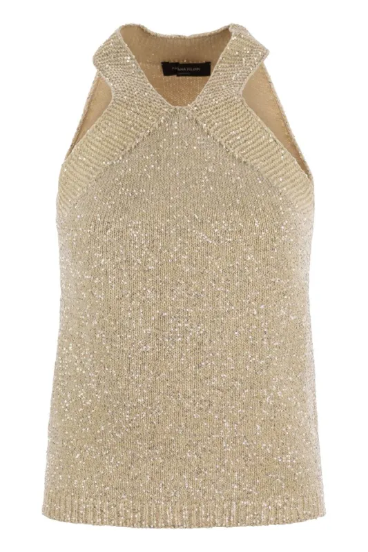 COTTON KNIT TANK TOP WITH SEQUINS sold by Lord & Taylor