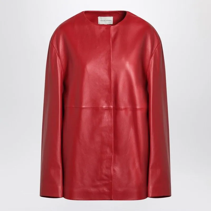 RED ATALIA LEATHER JACKET sold by Lord & Taylor