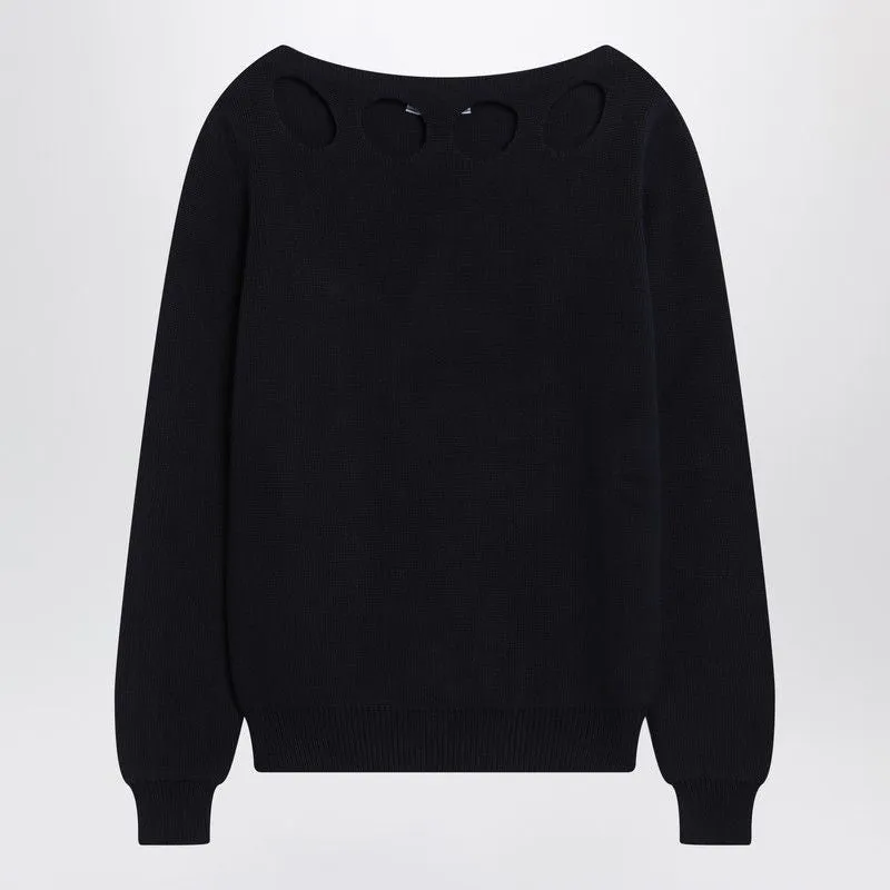 BLUE COTTON SWEATER WITH GEOMETRIC DETAILS sold by Lord & Taylor