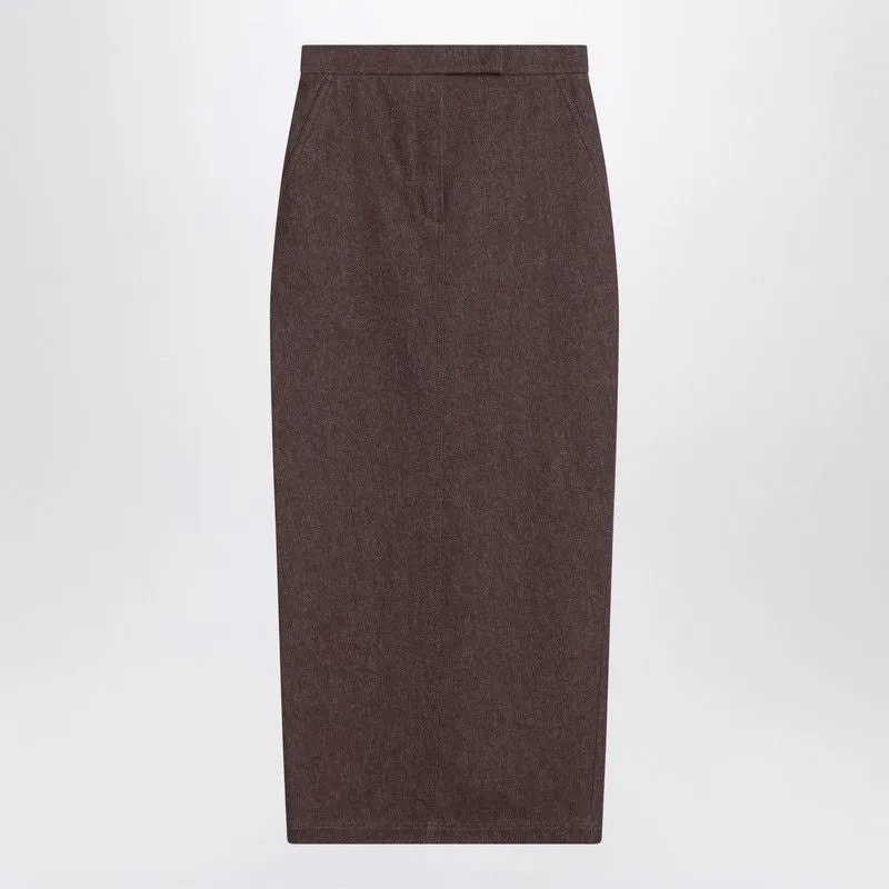 LONG BROWN SKIRT IN DENIM EFFECT sold by Lord & Taylor