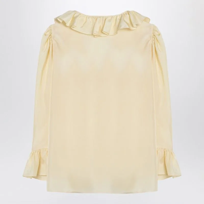 LIGHT YELLOW BLOUSE WITH RUFFLES IN SILK sold by Lord & Taylor product image thumbnail 2