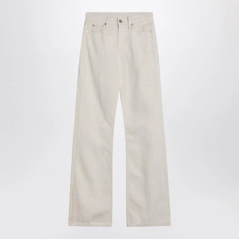RELAXED FLARED BEIGE JEANS IN LINEN BLEND sold by Lord & Taylor