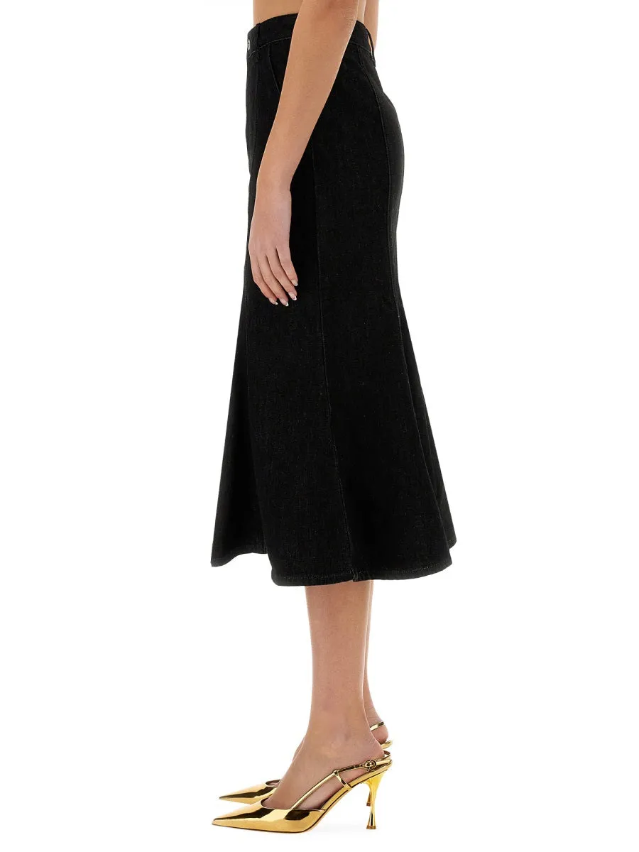 DENIM FLARED MIDI SKIRT sold by Lord & Taylor product image thumbnail 4