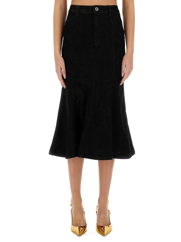 DENIM FLARED MIDI SKIRT sold by Lord & Taylor