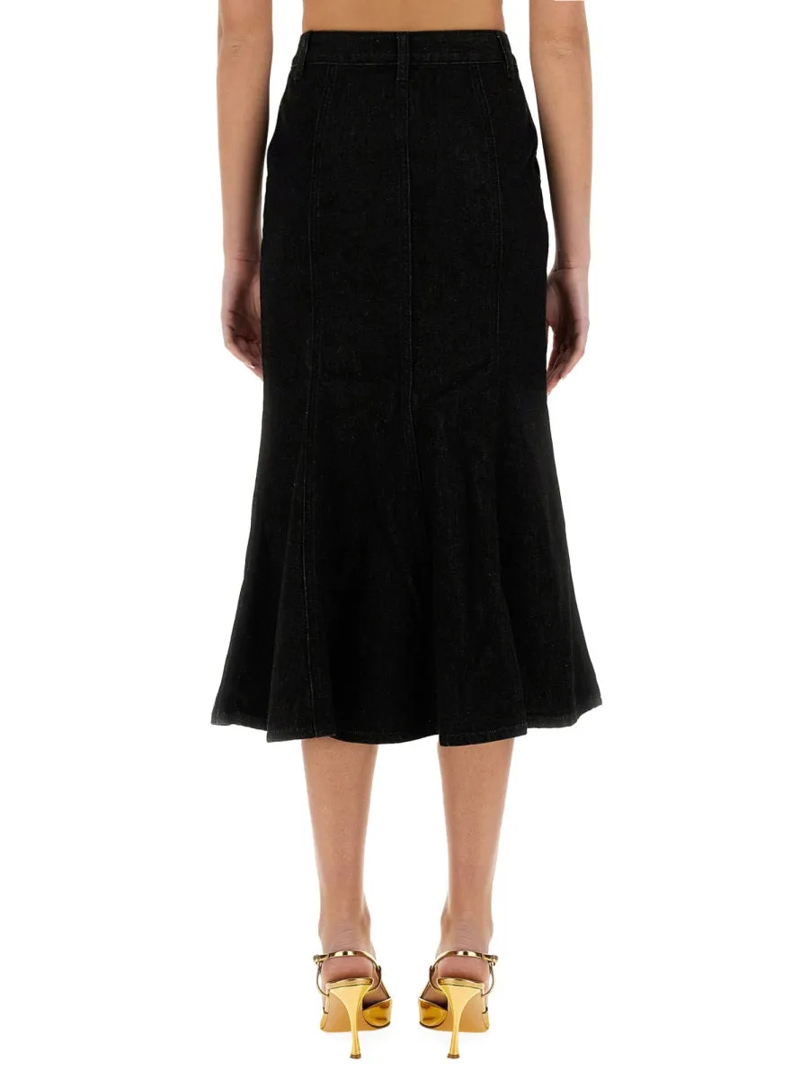 DENIM FLARED MIDI SKIRT sold by Lord & Taylor product image thumbnail 3