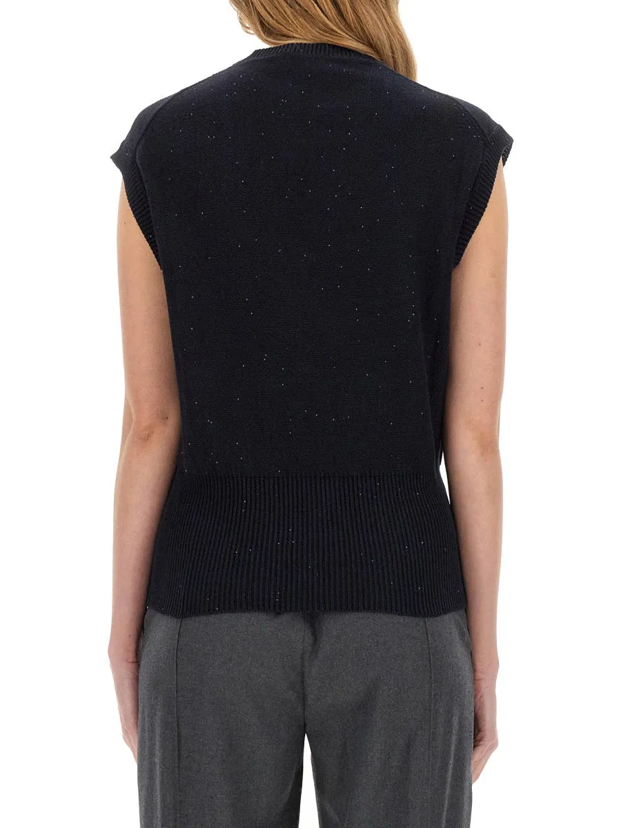 COTTON AND LINEN VEST WITH SEQUINS sold by Lord & Taylor product image thumbnail 3