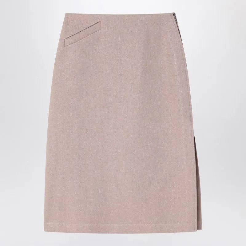 WAXED LINEN STRAIGHT MIDI SKIRT made by Fendi