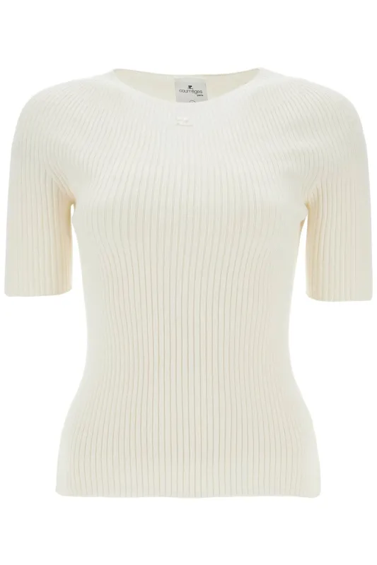 WHITE RIBBED SWEATER IN COTTON AND WOOL sold by Lord & Taylor