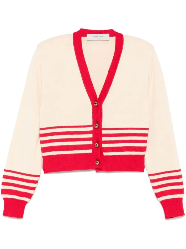 BEIGE CARDIGAN WITH RED STRIPES sold by Lord & Taylor