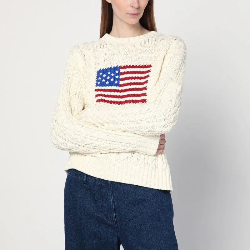 CREAM-COLORED SWEATER WITH FLAG DETAIL sold by Lord & Taylor