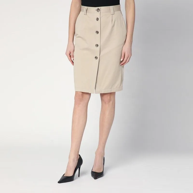 BEIGE BUTTONED PENCIL SKIRT sold by Lord & Taylor