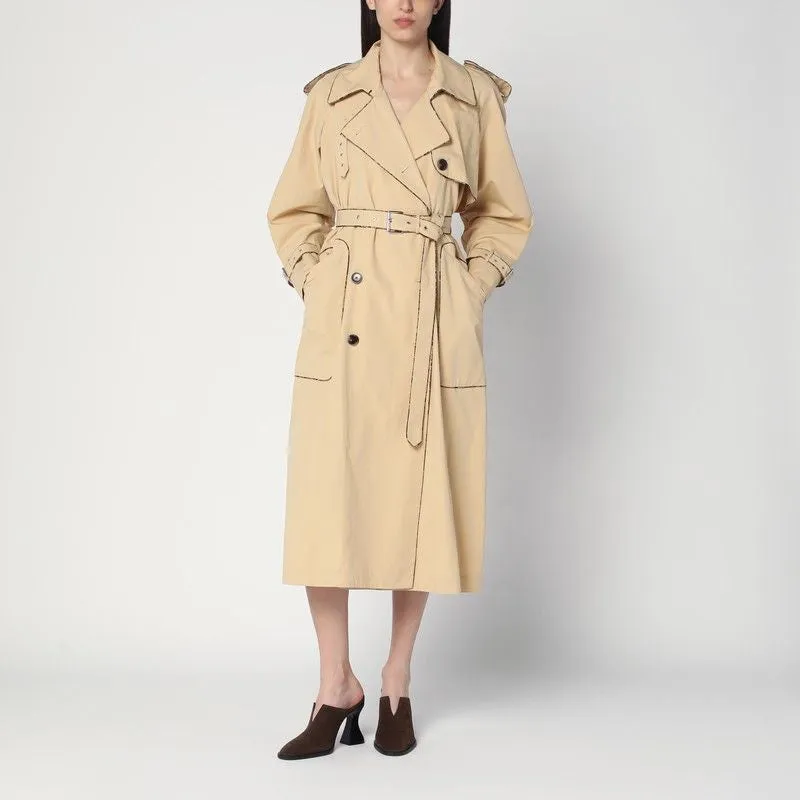 DOUBLE-BREASTED BEIGE TRENCH COAT IN COTTON sold by Lord & Taylor