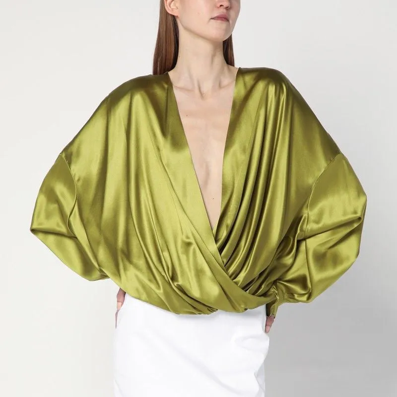 LOOSE OLIVE GREEN BLOUSE IN SILK sold by Lord & Taylor