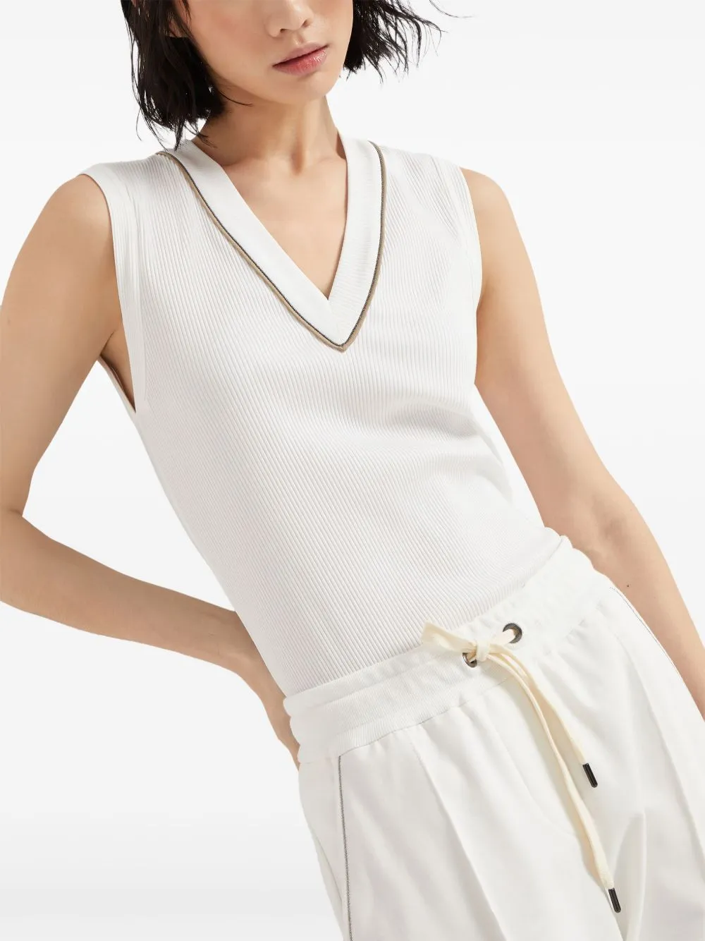 COTTON V-NECKED TOP sold by Lord & Taylor product image thumbnail 5