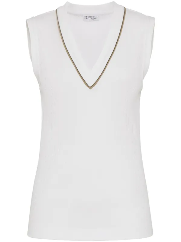 COTTON V-NECKED TOP made by Brunello Cucinelli