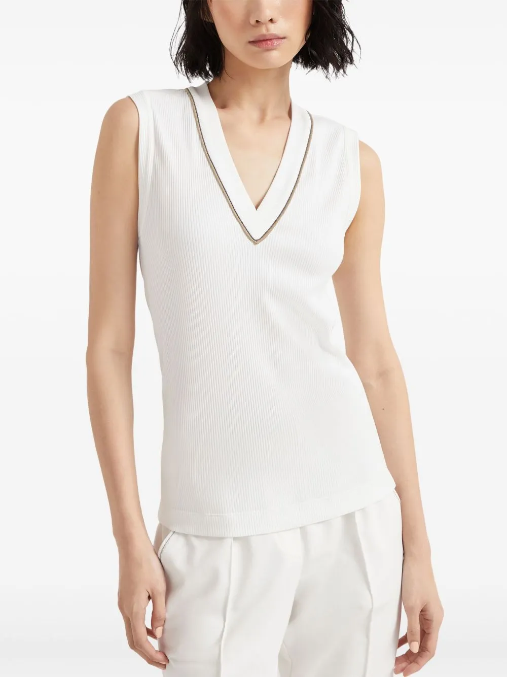 COTTON V-NECKED TOP sold by Lord & Taylor product image thumbnail 4