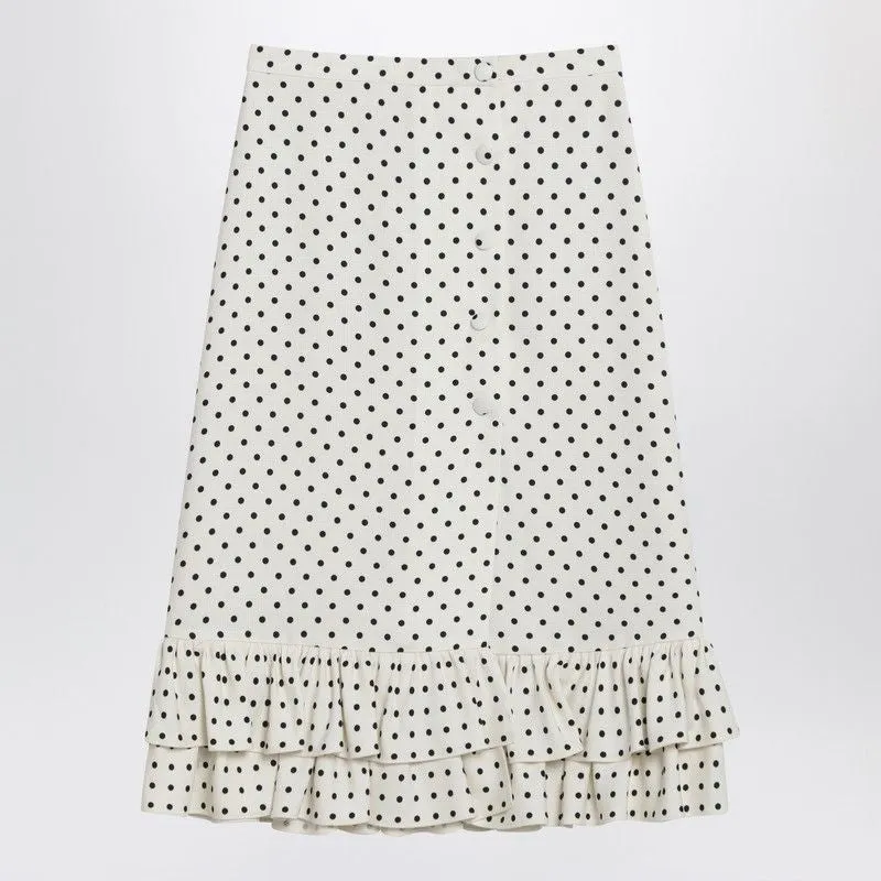 IVORY POLKA-DOT SKIRT WITH RUFFLES sold by Lord & Taylor