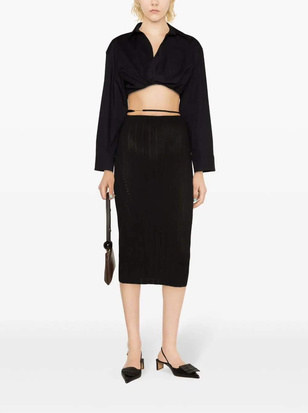 LAMB LEATHER MIDI SKIRT sold by Lord & Taylor product image thumbnail 2
