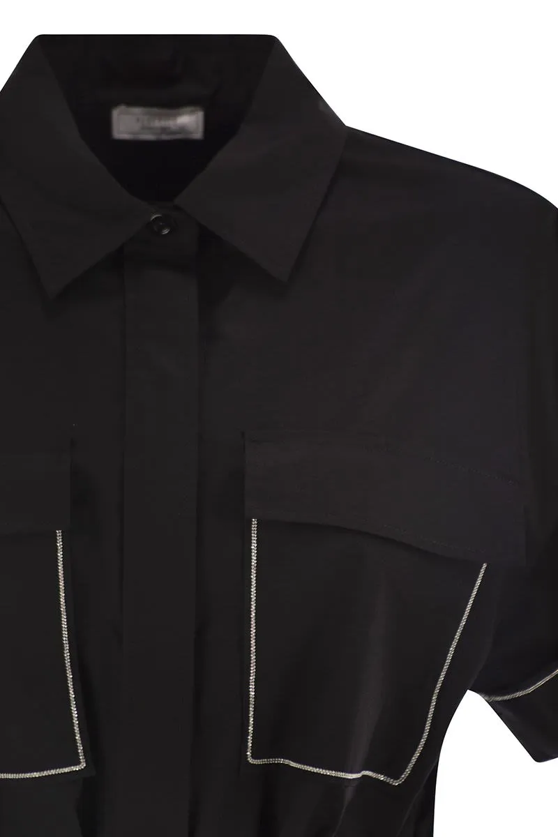 LIGHT STRETCH COTTON SATIN CHEMISIER DRESS sold by Lord & Taylor product image thumbnail 4