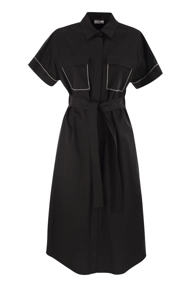 LIGHT STRETCH COTTON SATIN CHEMISIER DRESS sold by Lord & Taylor