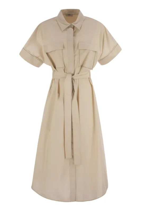 LIGHT STRETCH COTTON SATIN CHEMISIER DRESS sold by Lord & Taylor