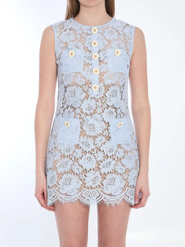 BLUE FINE LACE MINI DRESS sold by Lord & Taylor
