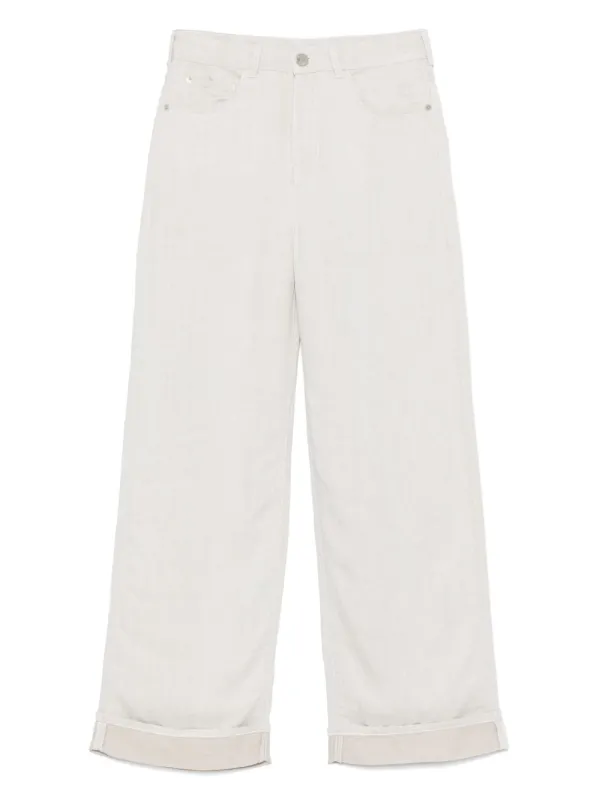 LINEN BLEND WIDE-LEG JEANS sold by Lord & Taylor