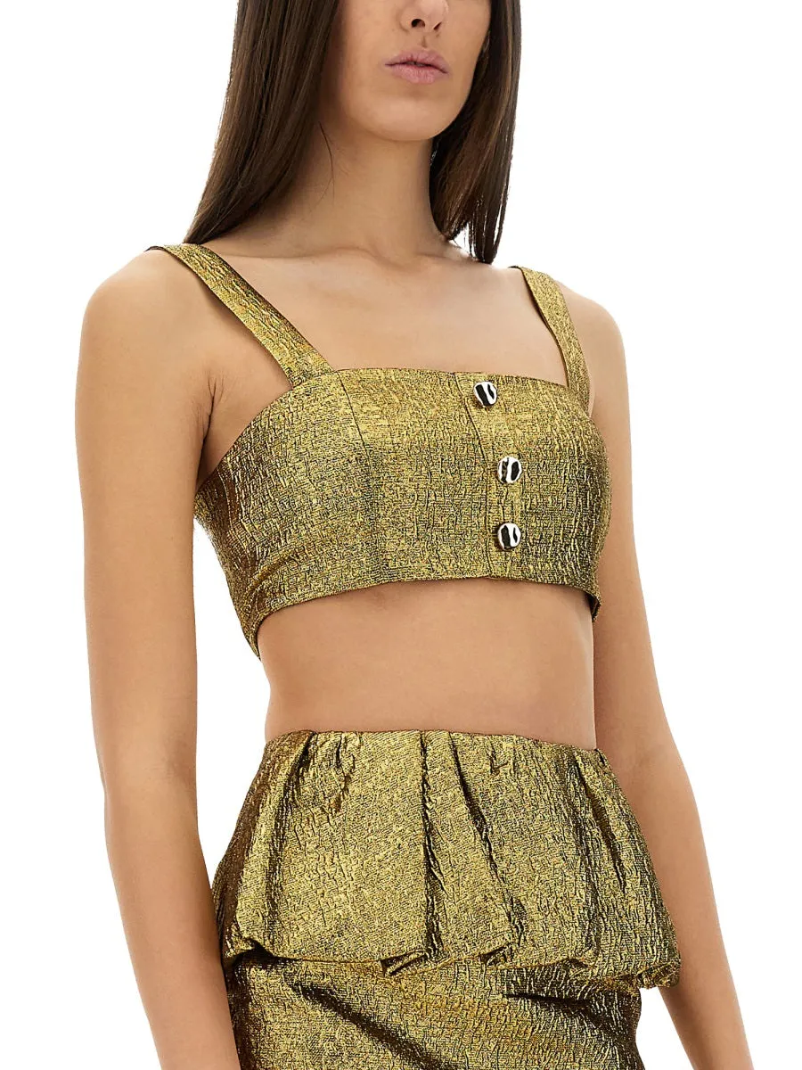METALLIC JACQUARD CROP TOP sold by Lord & Taylor product image thumbnail 4