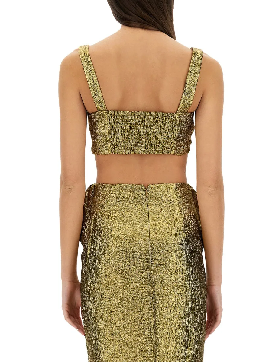 METALLIC JACQUARD CROP TOP sold by Lord & Taylor product image thumbnail 3