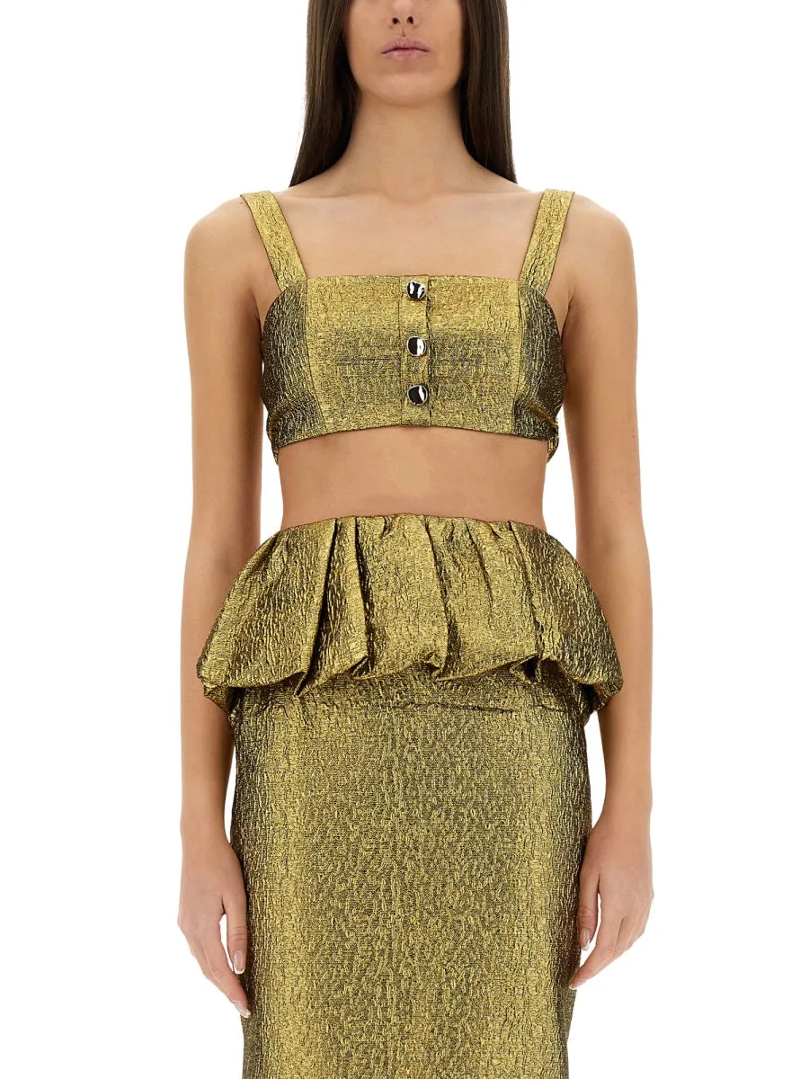 METALLIC JACQUARD CROP TOP sold by Lord & Taylor