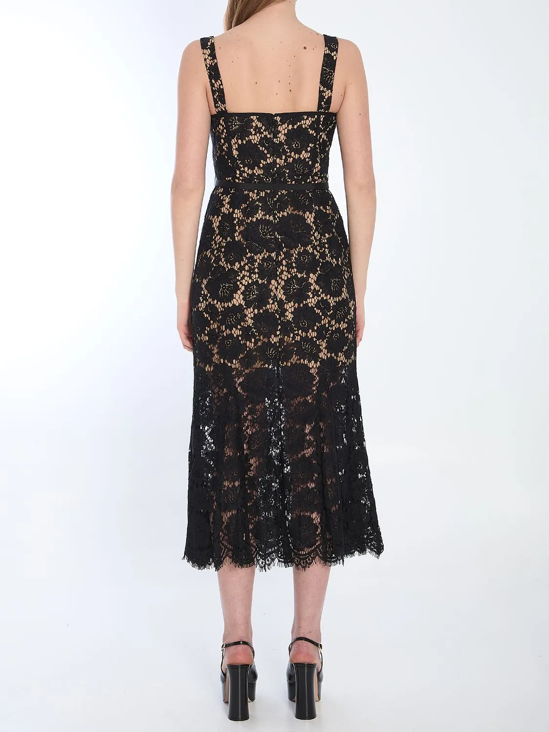 BLACK FINE LACE MIDI DRESS sold by Lord & Taylor product image thumbnail 4