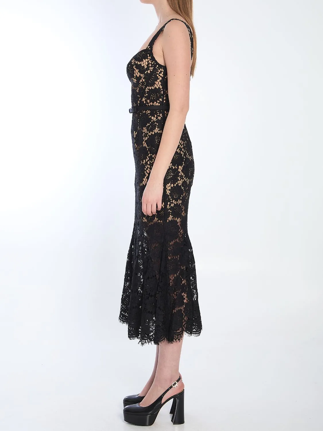 BLACK FINE LACE MIDI DRESS sold by Lord & Taylor product image thumbnail 3