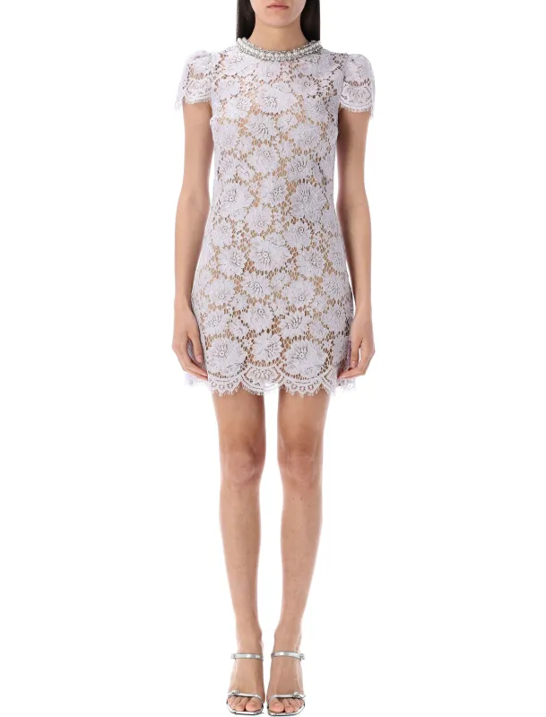 LACE A LINE MINI DRESS CRYSTAL COLLAR sold by Lord & Taylor