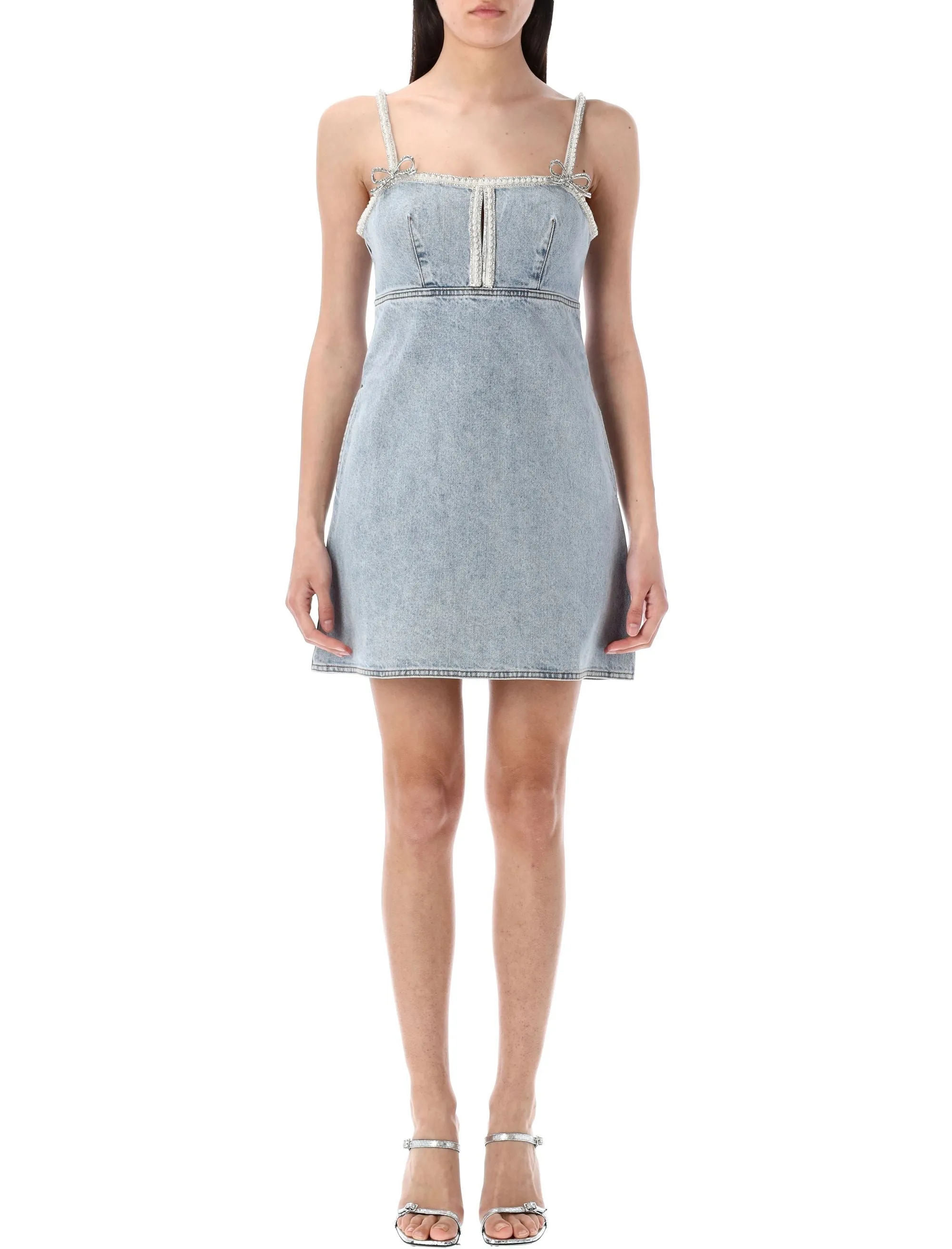 DENIM PEARL STRING MINI DRESS sold by Lord & Taylor