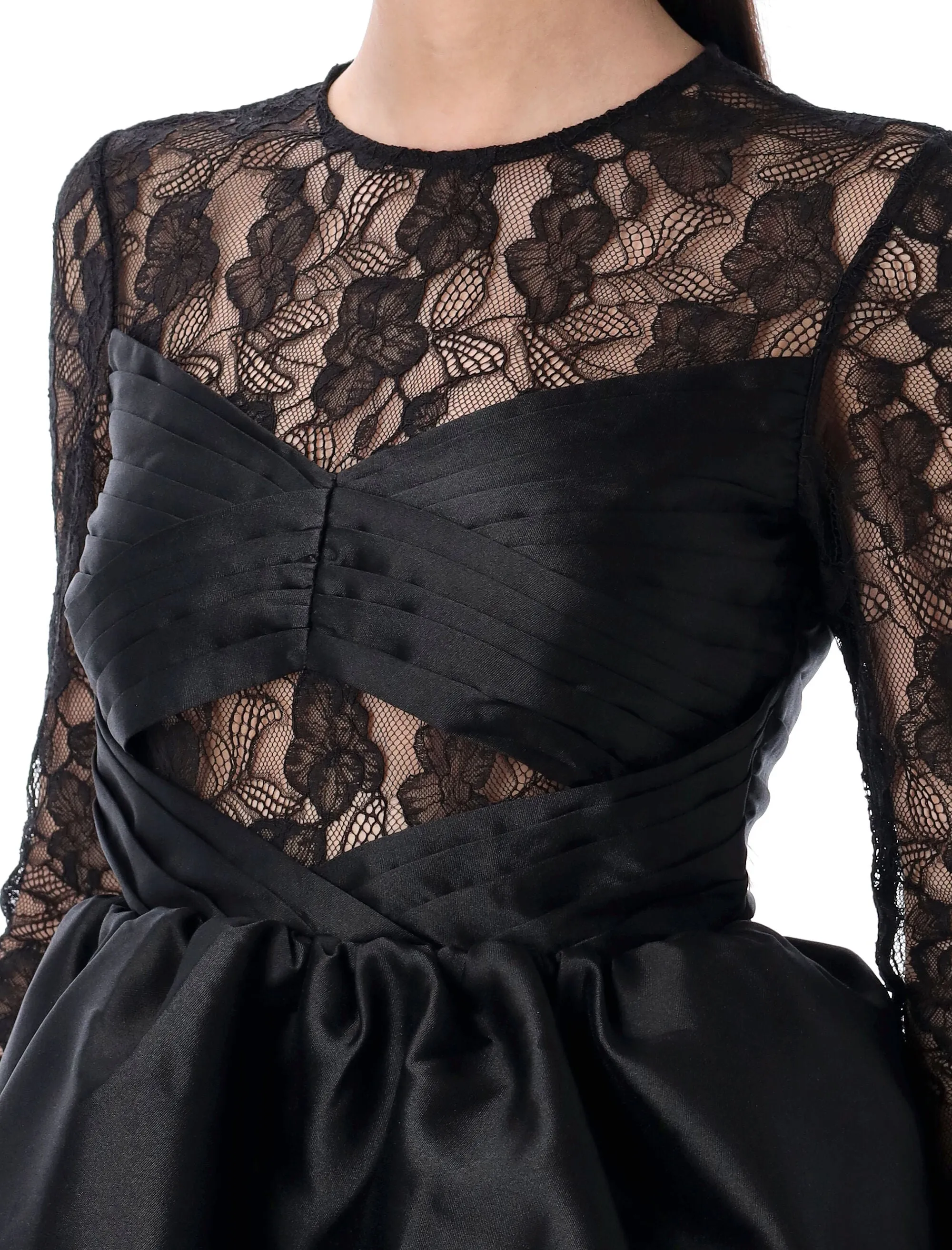 BLACK TAFETA + LACE MINI DRESS sold by Lord & Taylor product image thumbnail 3